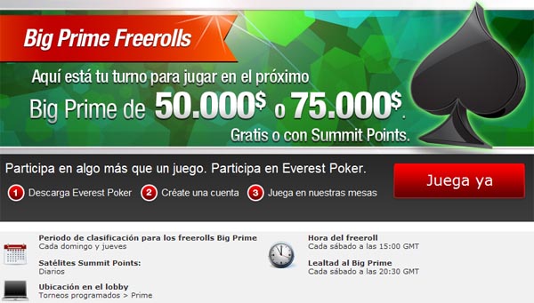 Freeroll Everest Poker Big Prime