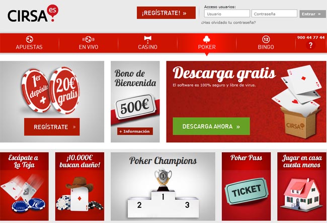 registrate con cirsa para jugar poker y recibe bono binevenida
