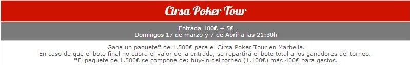 Registrate en la sala de poker Cirsa y recibe tu bono de bienvenida