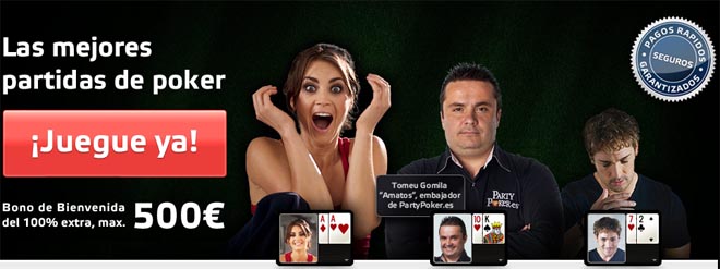 Registrate con Party Poker y recibe el bono de bienvenida